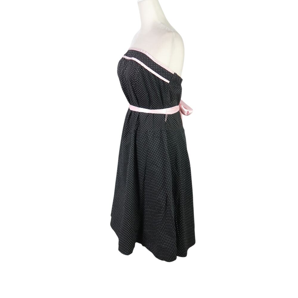 Vintage Y2K Torrid Black and White Polka Dot Strapless Midi Party Dress 14 - Picture 3 of 7